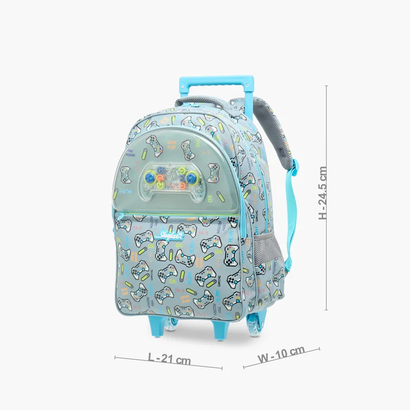 سكيلار Trolley Bag-Gaming Print With Remote Water Game-With Led Light Wheels-2 Cmprt- (Polyester) Gray \ 24.5X10X21